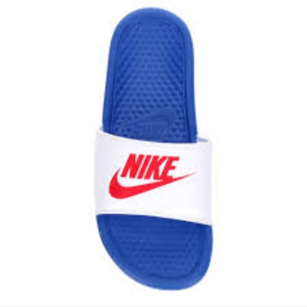 Nike white slides,  ladies size 9, mens 7
